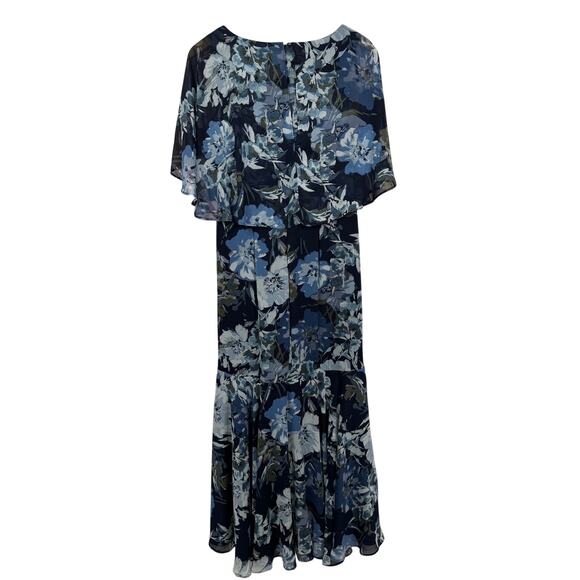 R&M Richards Navy Blue Floral High Low Chiffon Dress Evening Formal Size 6 NWT - Picture 3 of 11